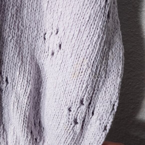 Madewell Women’s Lilac Pointelle Knit Sweater Cottagecore Coquette Cropped Sz S - Picture 5 of 7